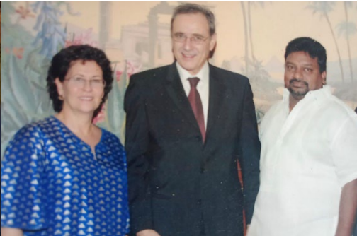 The First President of Israel to visit India H.E.Ezar Weizman with the National Chairman Adam Raj Dekkapaty in New Delhi December 1997. 